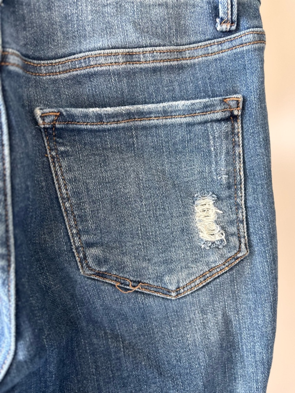 Flying Monkey High Rise Distressed Blue Flare Jeans - Picture 8 of 14